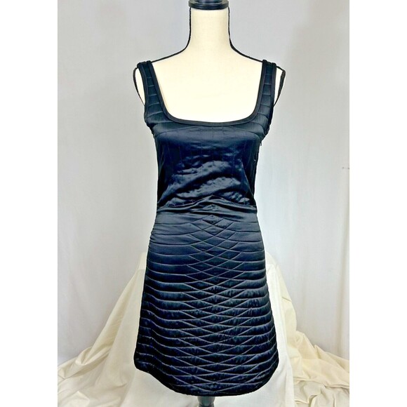 Cynthia Rowley Dresses & Skirts - CYNTHIA ROWLEY 100% Silk Quilted Scoop Neck Tank Dress A-Line Skirt- Black- Sz 4